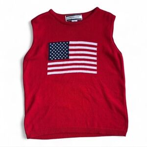 Vintage Red American Flag Sweater Vest | 100% Cotton | Size M